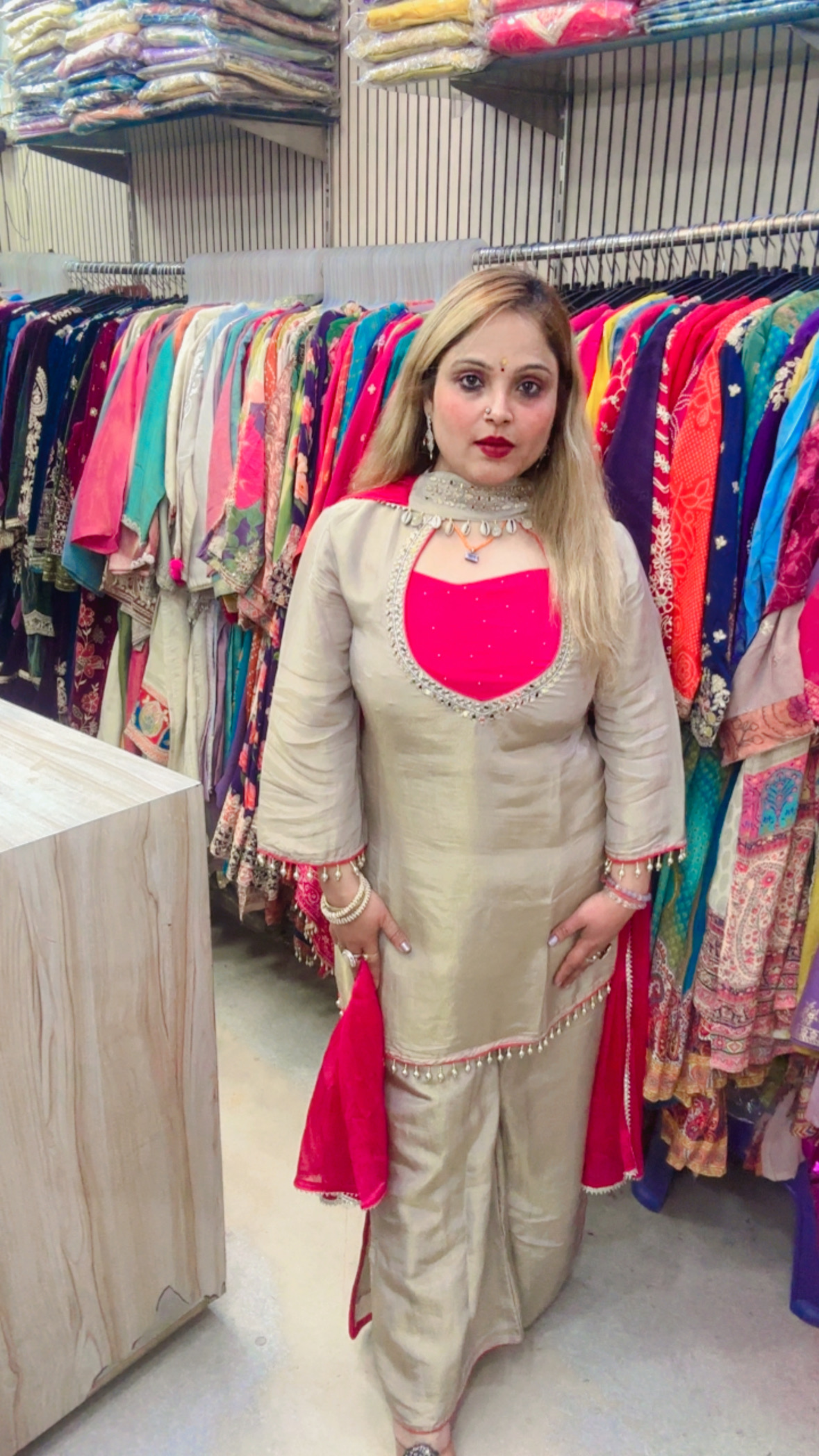 Elegant Shimmer Silk Fabric Palazzo Suit with Dupatta