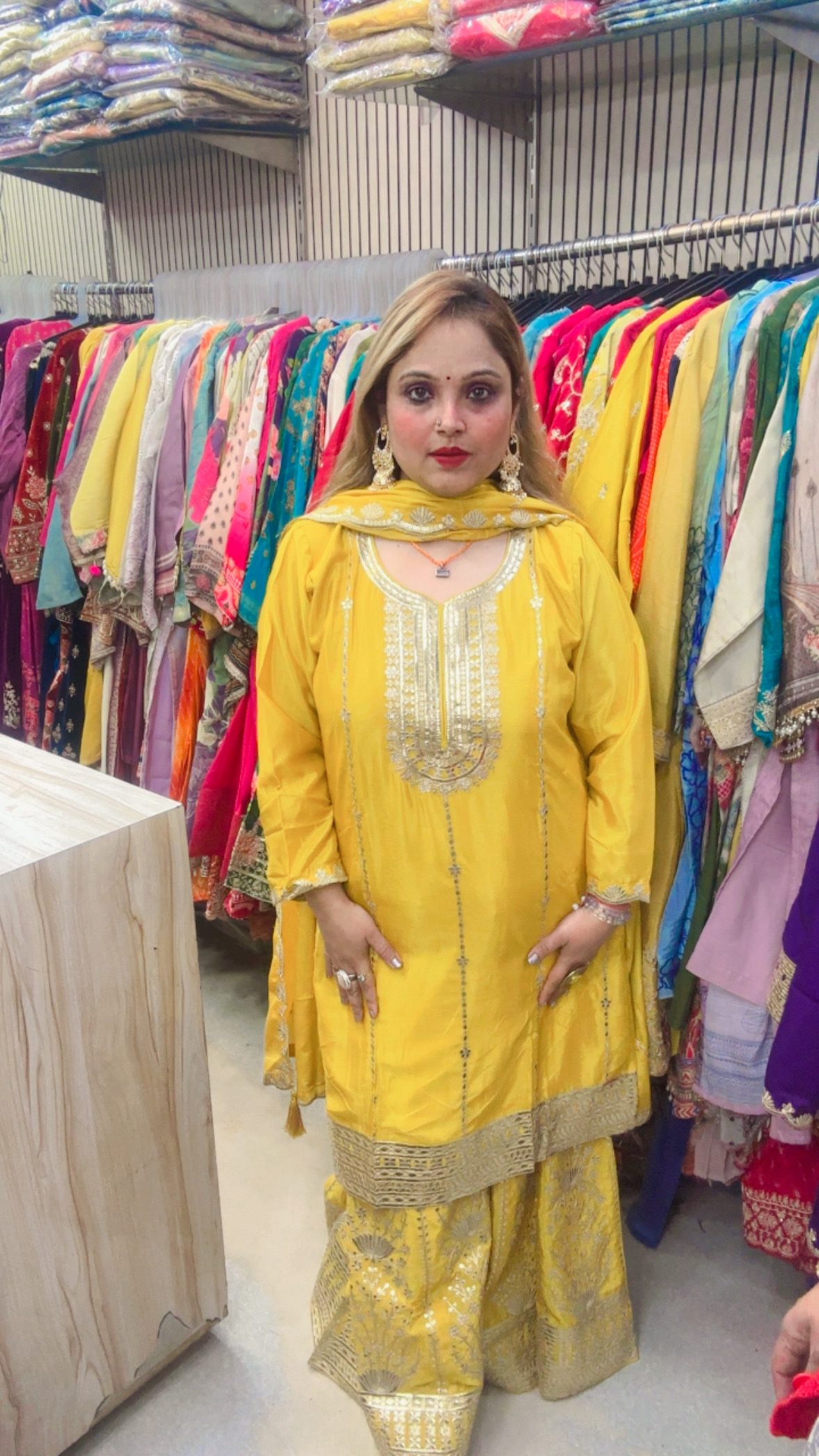 Festive Wear Chinon Palazzo Suit with Intricate Embroidery - Image 3