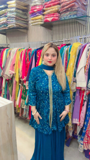 Chinon Sharara Suit with Heavy Work & Dupatta