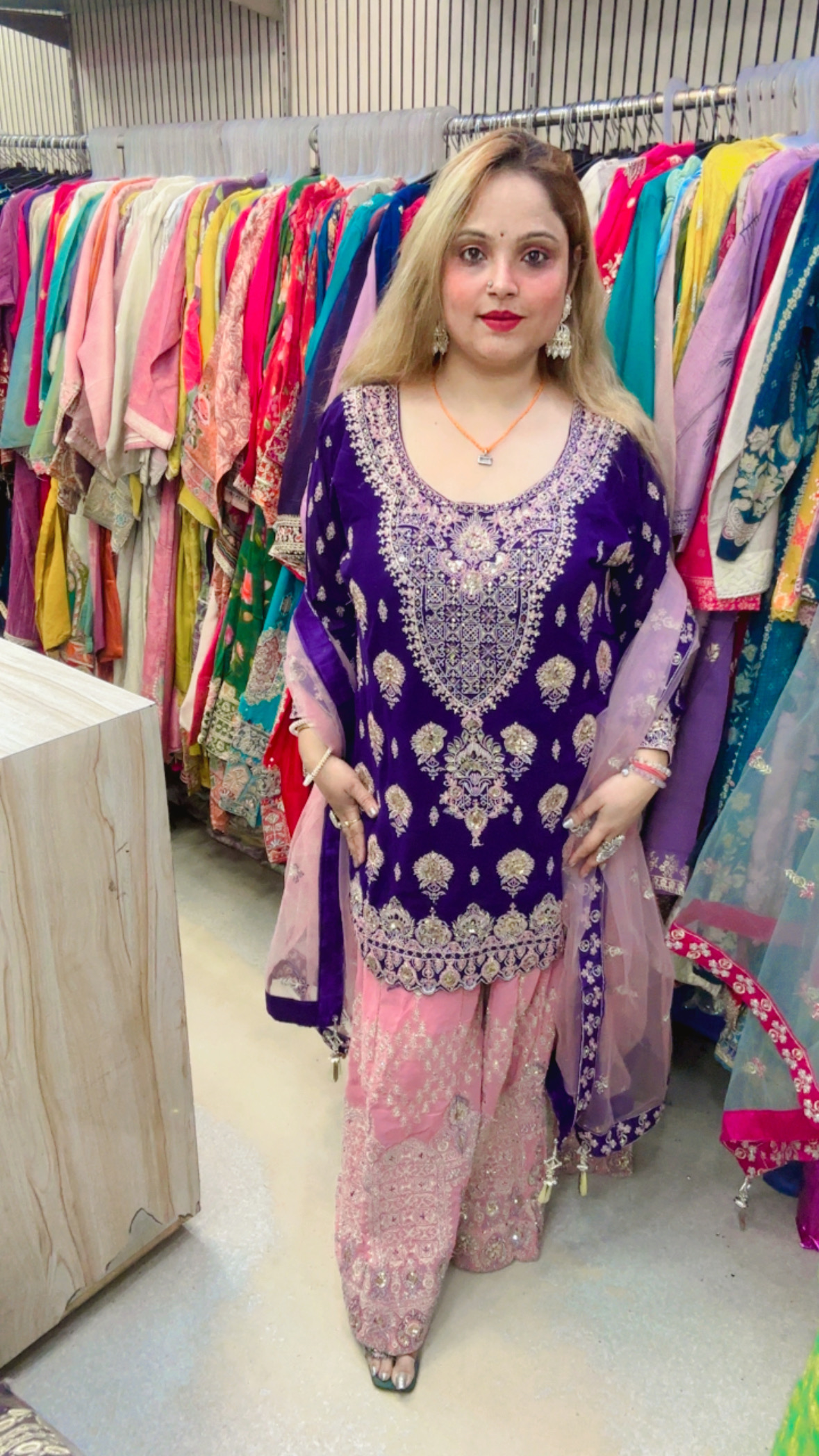 Georgette Palazzo Suit with Heavy Work & Net Dupatta