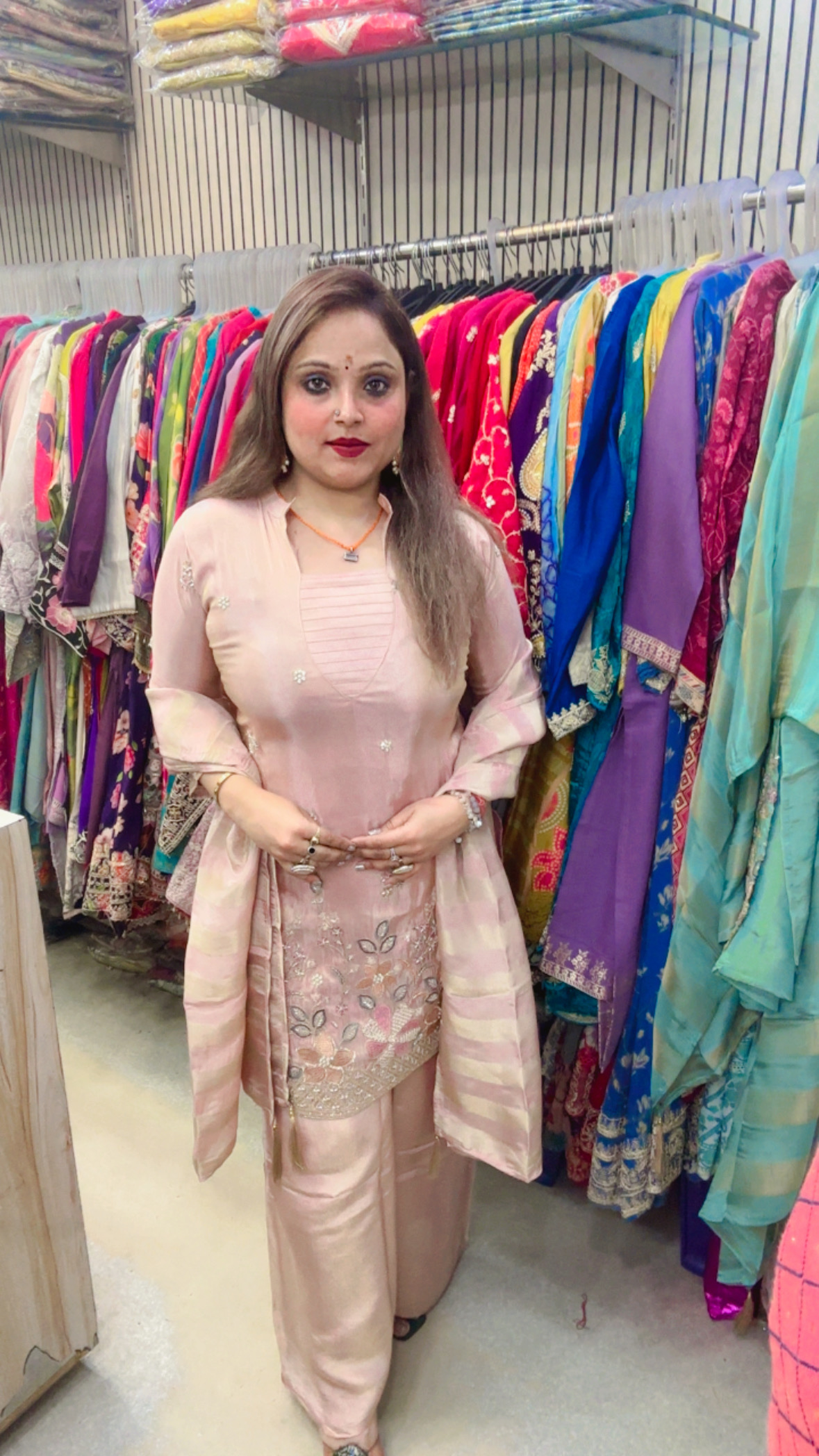 Shimmer Silk Co-Ord Set with Heavy Embellished Work & Dupatta - Image 2