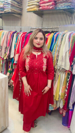 Cotton Palazzo Suit with Heavy Embellished Work & Mul Cotton Dupatta