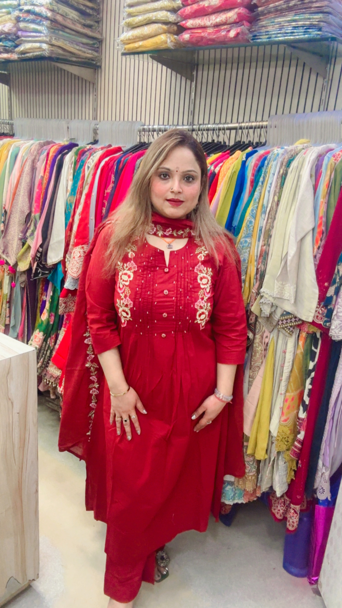 Cotton Palazzo Suit with Heavy Embellished Work & Mul Cotton Dupatta