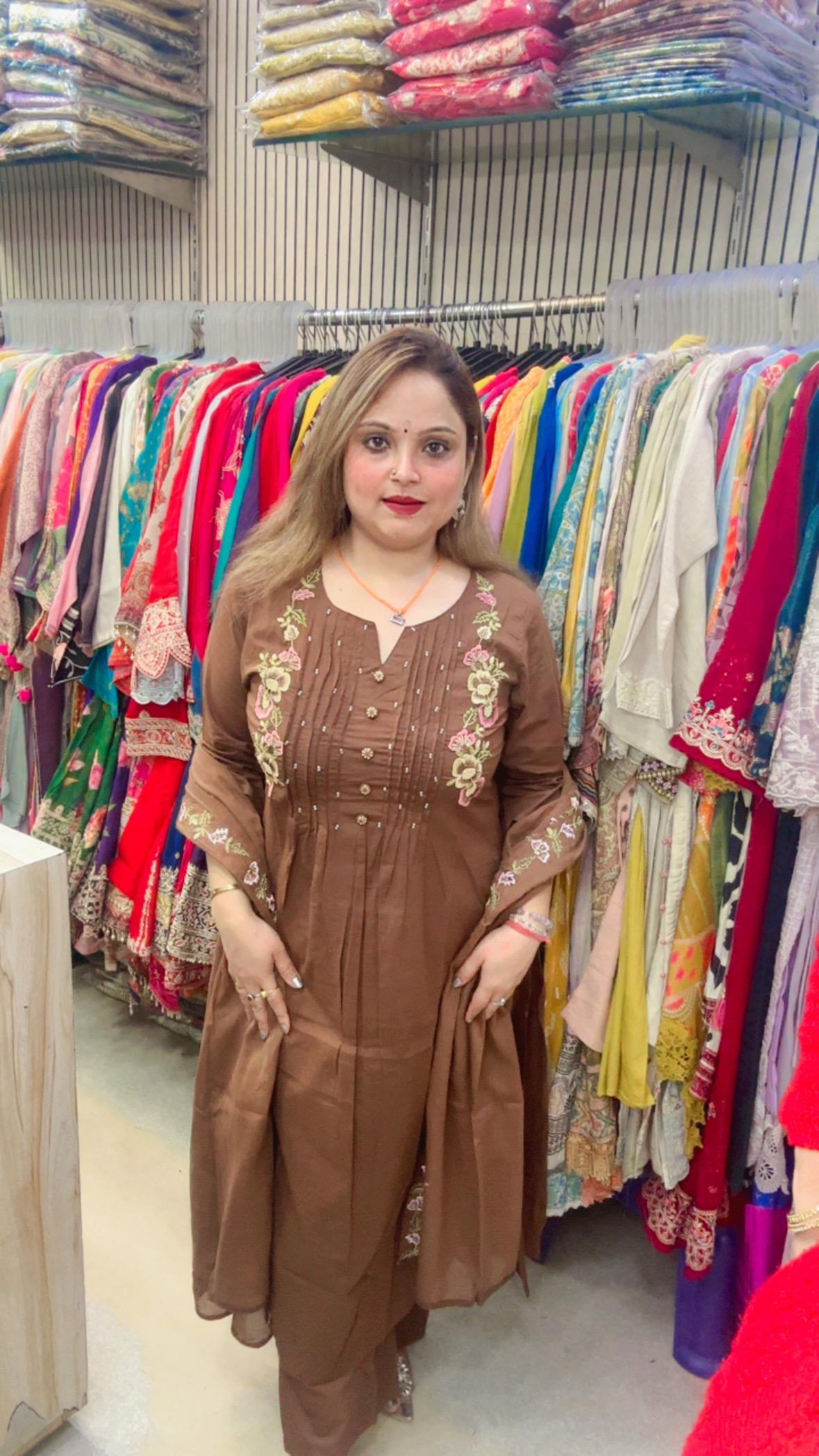 Cotton Palazzo Suit with Heavy Embellished Work & Mul Cotton Dupatta - Image 2