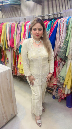 Crepe Indo-Western Suit with Heavy Work & Designer Shrug