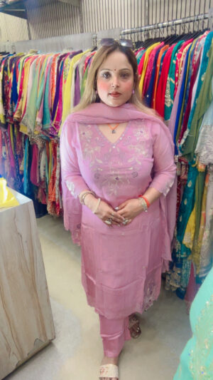 Elegant Pure Organza Pant Suit with Embroidery & Designer Dupatta for Women