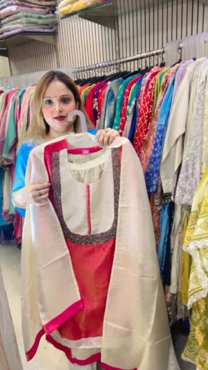 Premium Shimmer Silk Palazzo Suit with Heavy Work & Dupatta – Party Wear for Women