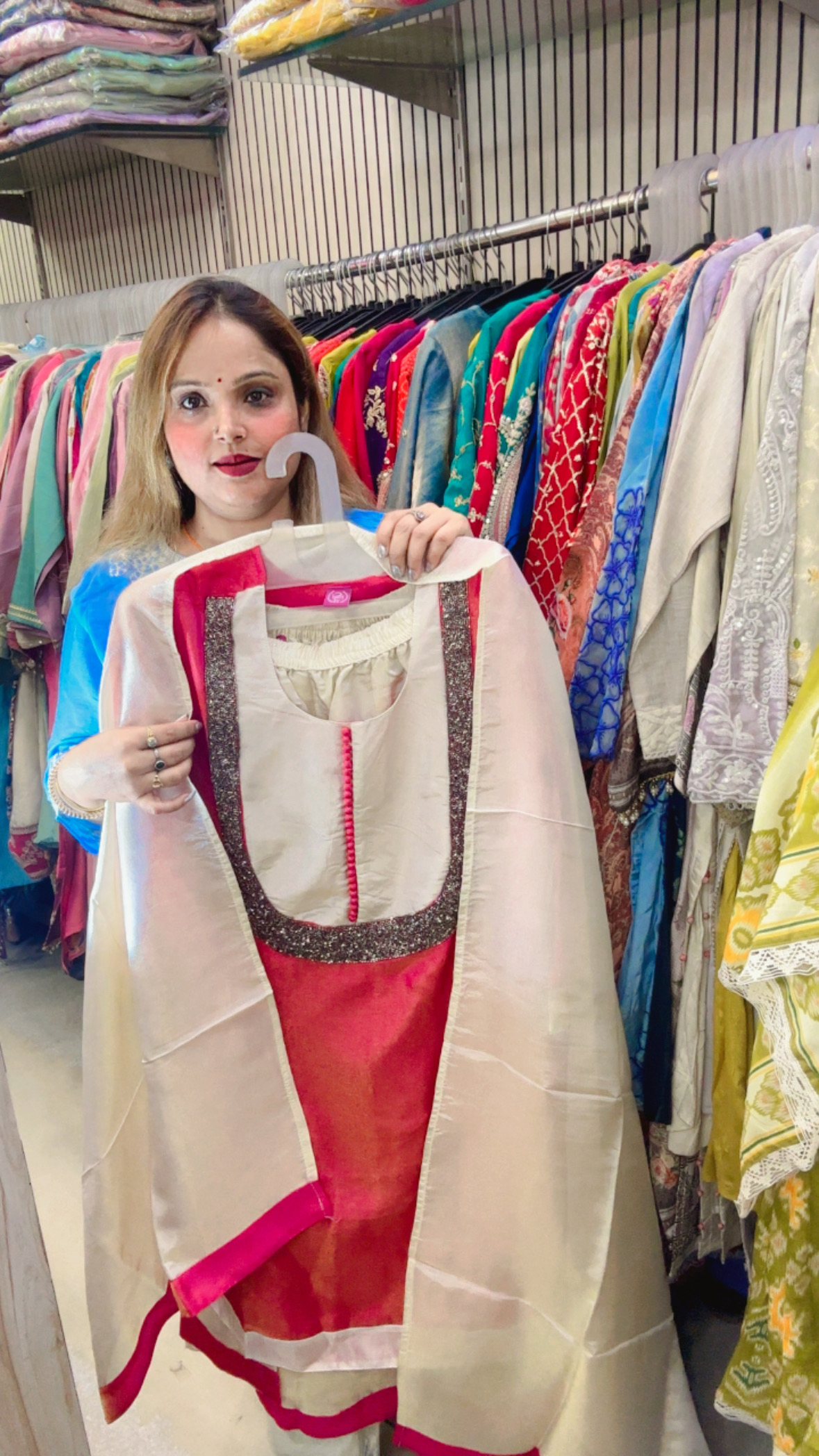 Premium Shimmer Silk Palazzo Suit with Heavy Work & Dupatta – Party Wear for Women