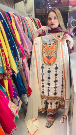 Elegant Pure Crepe Sharara Suit with Embroidery, Digital Print & Chiffon Dupatta for Women