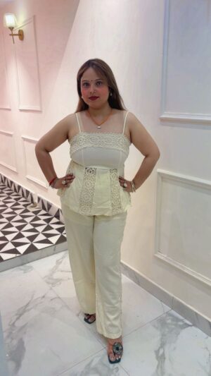 Women  Cotton Co-ord Set with Lace Detailing | Stylish Western Wear Set