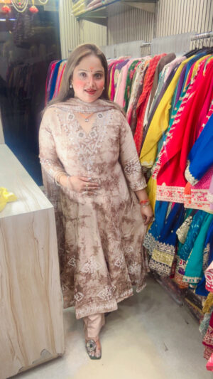 Muslin Anarkali Suit Set for Women with Elegant Batik Prints | Ethnic Party Wear Kurta Set