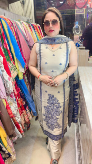 Elegant Pure Kolkata Silk Palazzo Suit with Self Print & Dupatta for Women