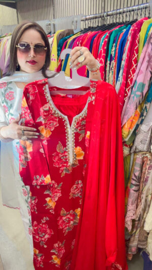 Elegant Silk Palazzo Suit with Heavy Work, Digital Print & Chiffon Dupatta for Women