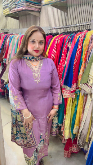 Elegant Muslin Pant Suit with Heavy Work, Digital Print & Dupatta for Women