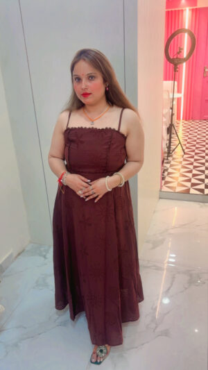 Elegant Pure Cotton Embroidered Western Gown for Women
