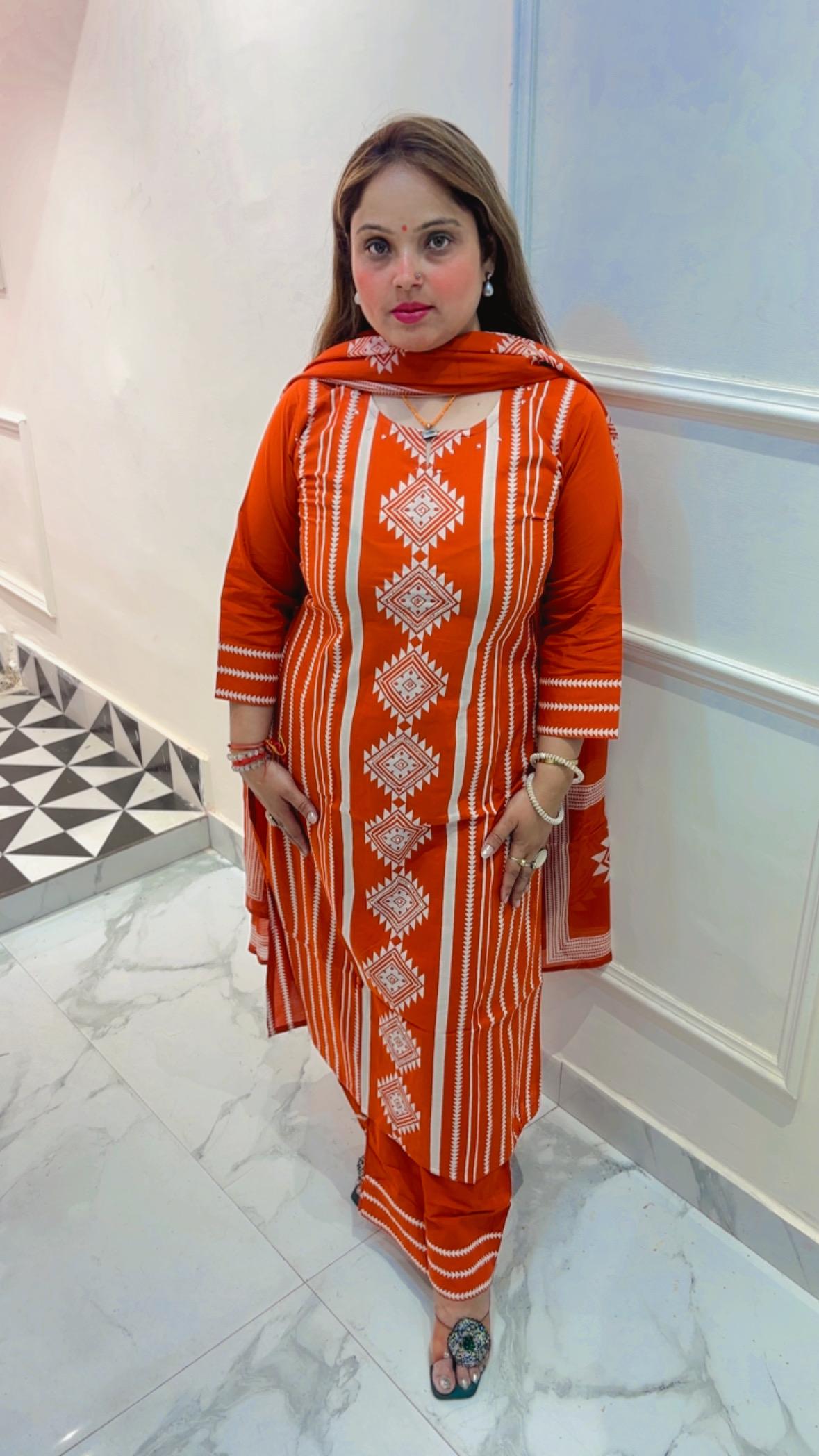 Elegant Pure Cotton Palazzo Suit with Embroidery & Dupatta for Women - Image 2
