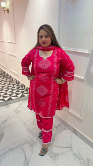 Elegant Pure Cotton Printed Farshi Salwar Suit with Dupatta for Women