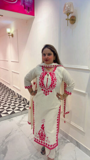 Elegant Pure South Cotton Palazzo Suit with Embroidery & Dupatta for Women