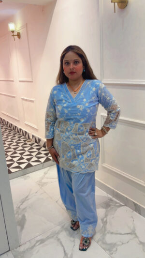 Elegant Cotton Farshi Salwar Suit with Embroidery for Women