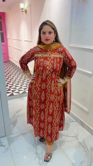Elegant Pure Cotton Pant Suit with Mirror Work & Patola Print Dupatta for Women