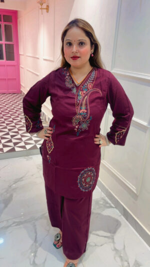 Elegant Pure Cotton Embroidered Co-Ord Set for Women