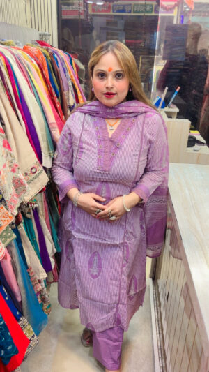 Elegant Pure Cotton Palazzo Suit with Beads Work, Printed Dupatta & Dupatta for Women