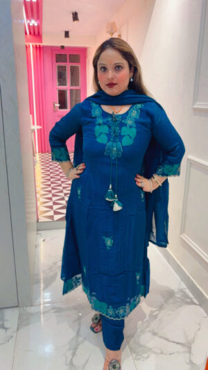 Elegant Organza Pant Suit with Embroidery & Dupatta for Women