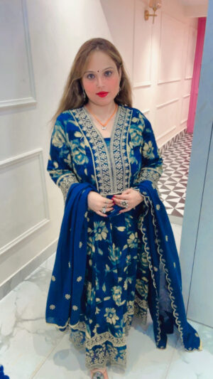 Elegant Pure Cotton Anarkali Suit with Print, Embroidery & Dupatta for Women
