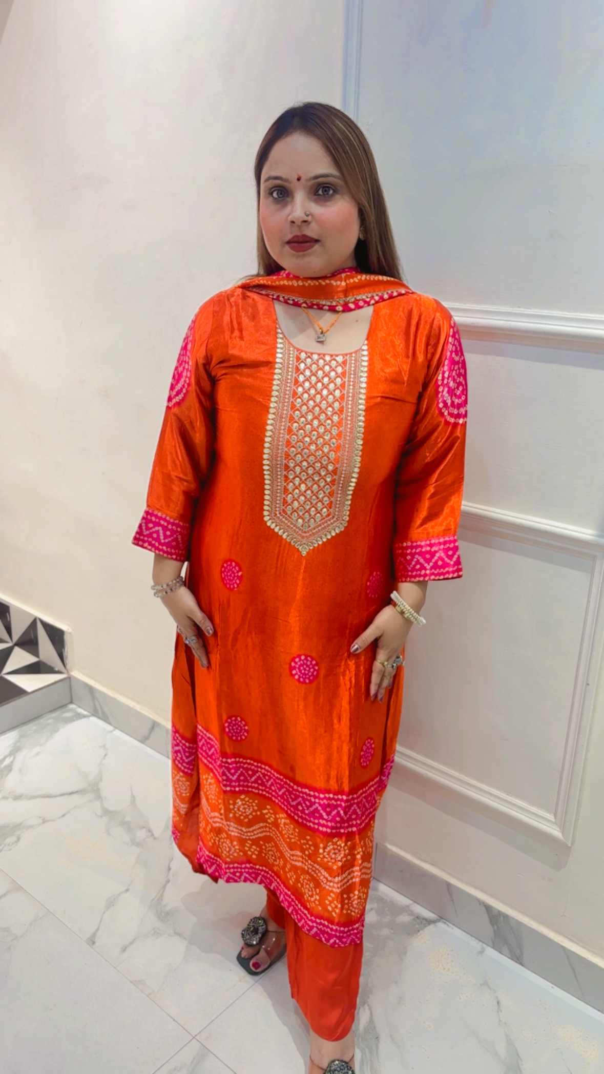 Premium Gaji Silk Heavy Work Pant Suit with Dupatta