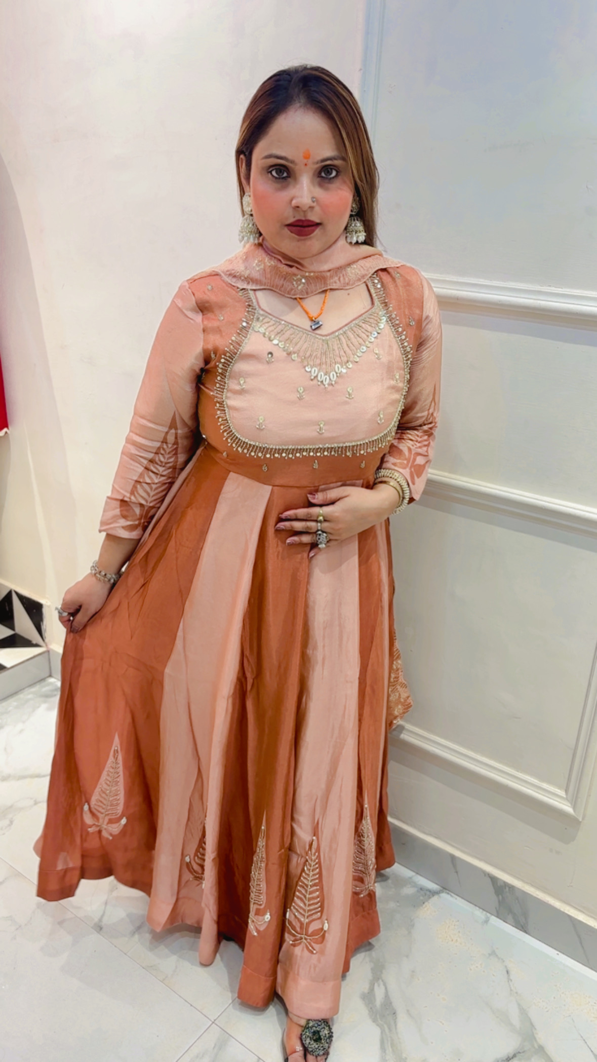 Premium Shimmer Silk Heavy Work Anarkali Suit with Dupatta - Image 2