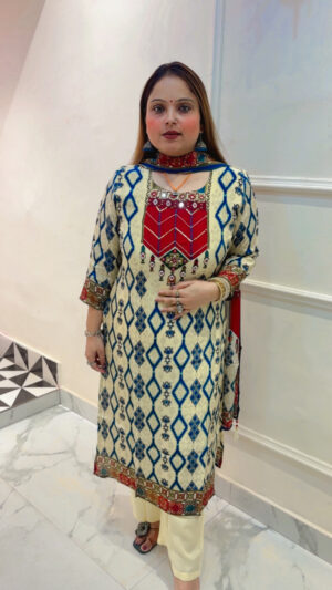 Pure Crape Suit with Patola Print & Dupatta