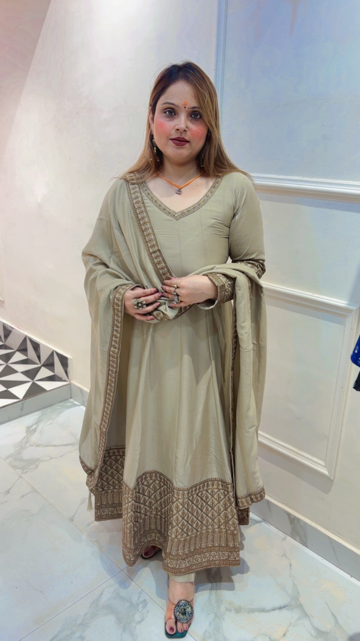 Pure Silk Anarkali Suit with Dupatta – Elegant Traditional Wear - Image 2