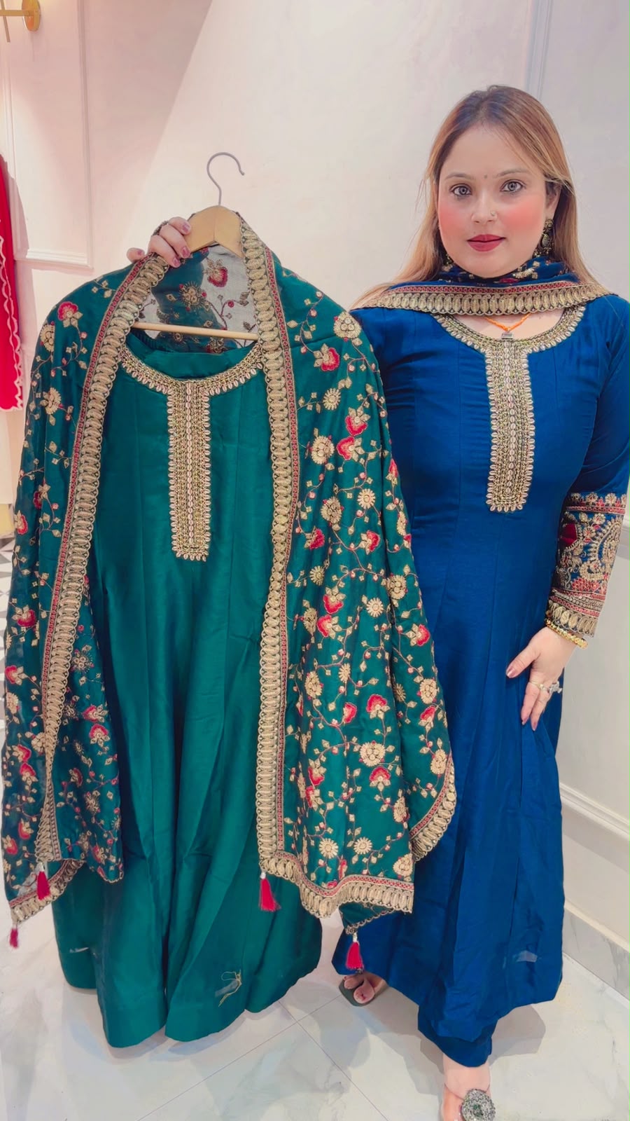 Premium Silk Heavy Work Anarkali Suit with Dupatta - Image 2
