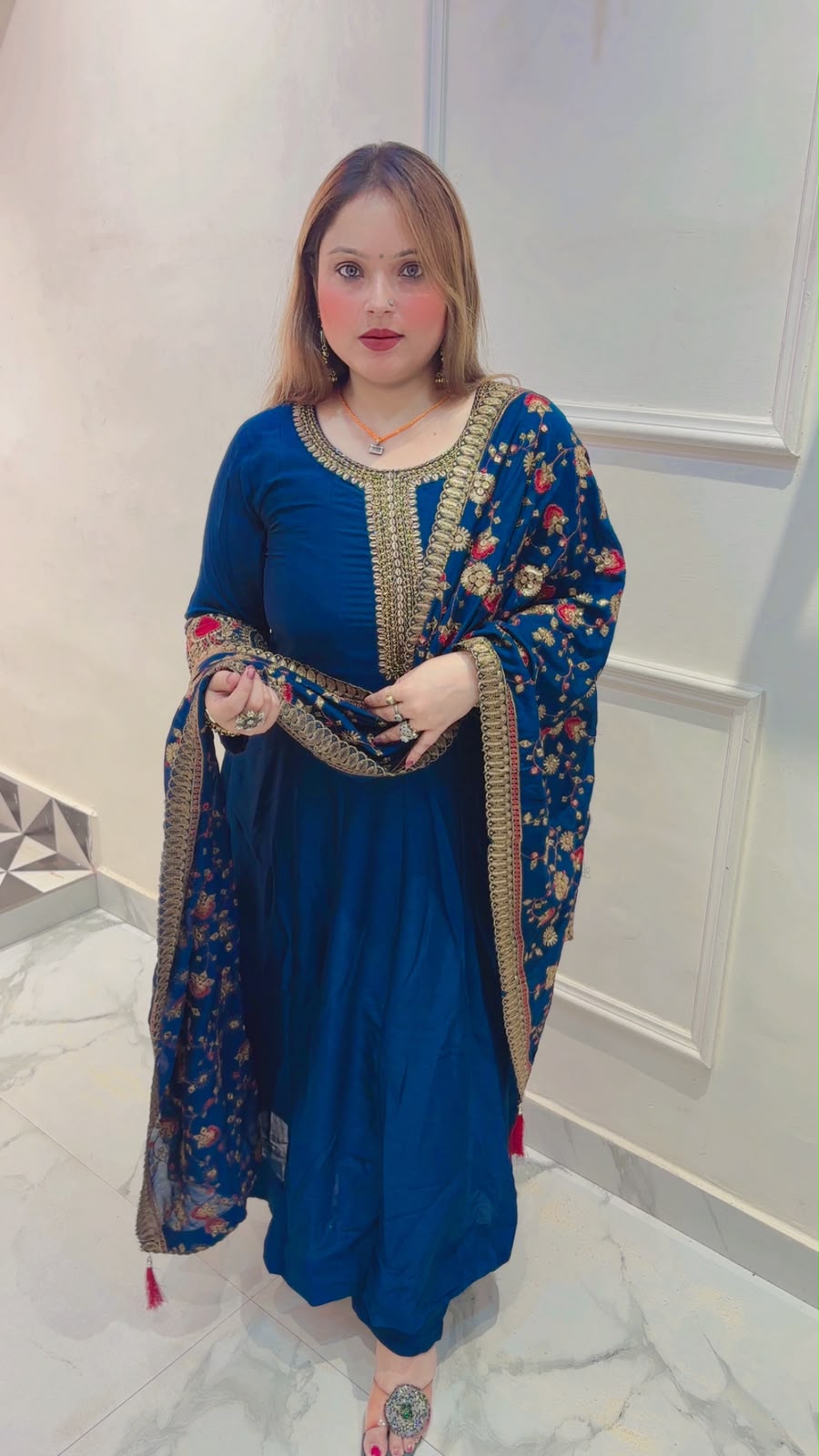 Premium Silk Heavy Work Anarkali Suit with Dupatta