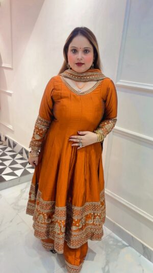 Premium Silk Heavy Work Anarkali Suit with Dupatta