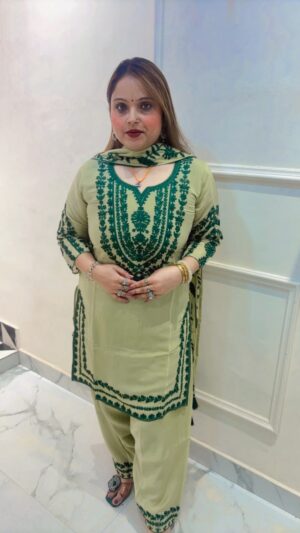 Premium Mul Chanderi Heavy Embroidery Farshi Salwar Suit with Dupatta