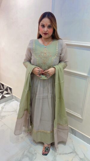 Pure Mul Cotton A-Line Suit with Dupatta