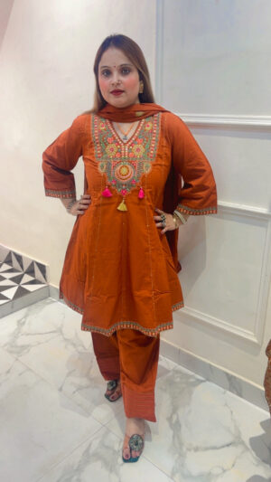 Pure Mul Cotton A-Line Farshi Salwar Suit