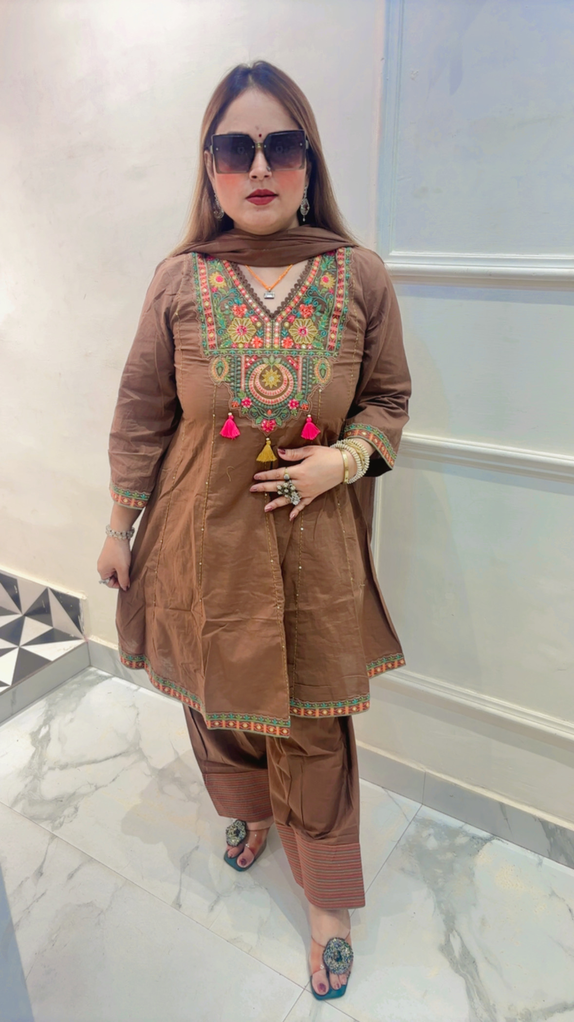 Pure Mul Cotton A-Line Farshi Salwar Suit - Image 2