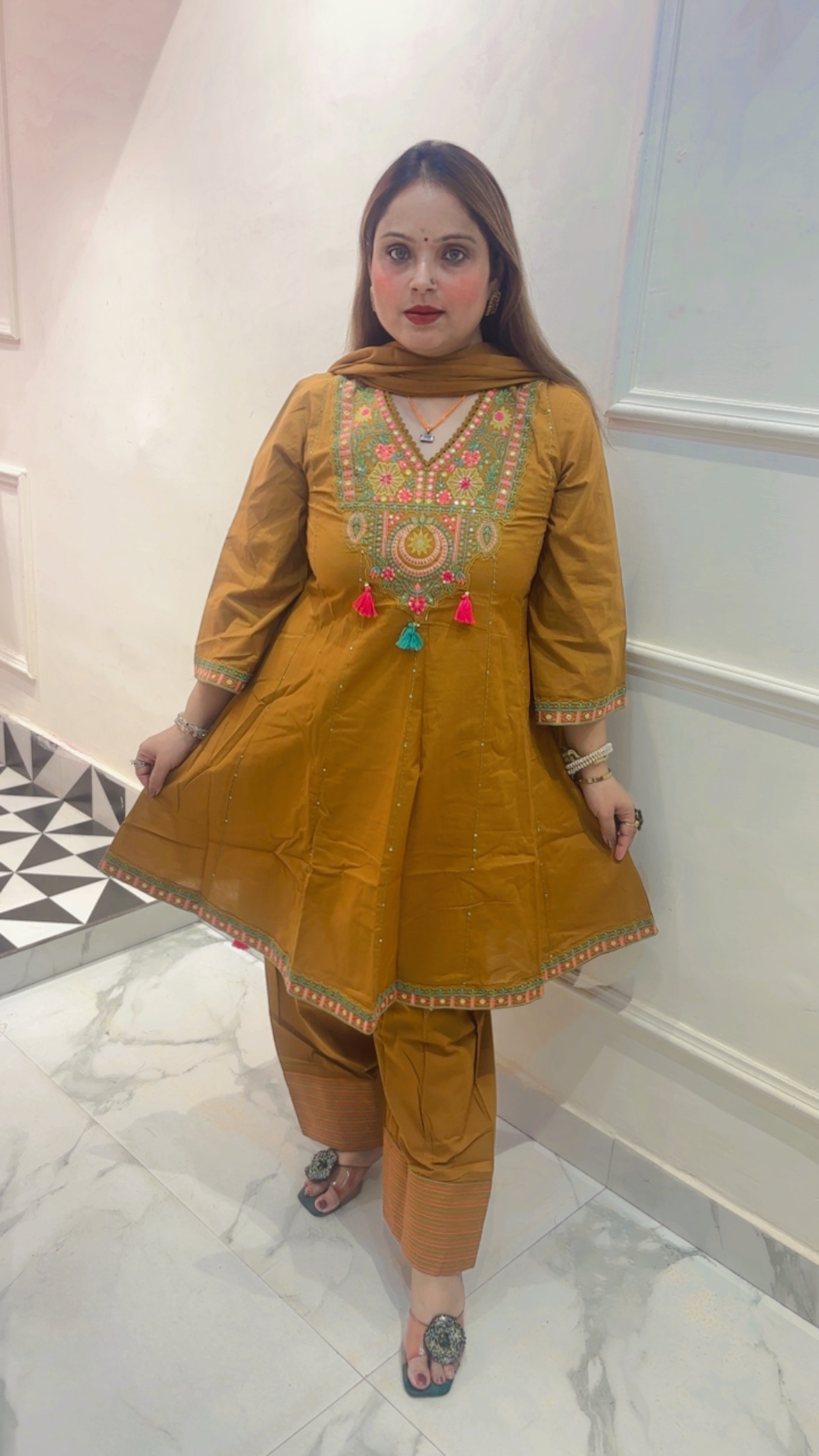 Pure Mul Cotton A-Line Farshi Salwar Suit - Image 3