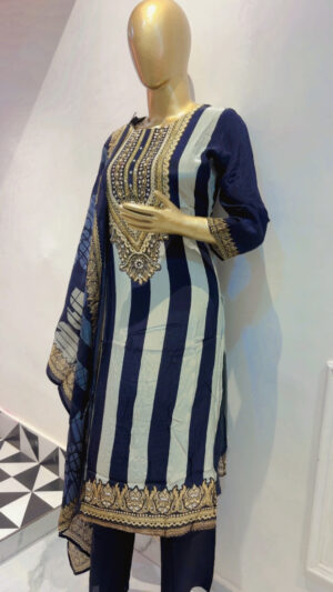 Pure Crape Straight Suit with Palazoo & Dupatta