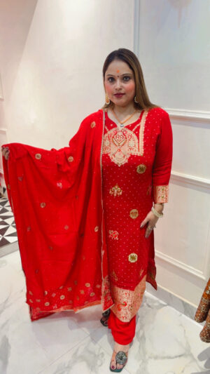 Pure Georgette Straight Pants Suit with Dupatta