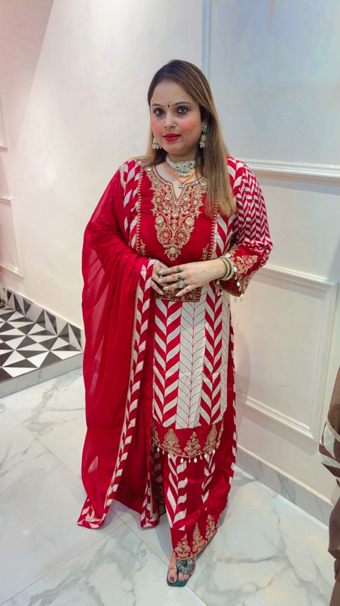 Pure Crepe Palazzo Suit with Embroidery Work & Dupatta