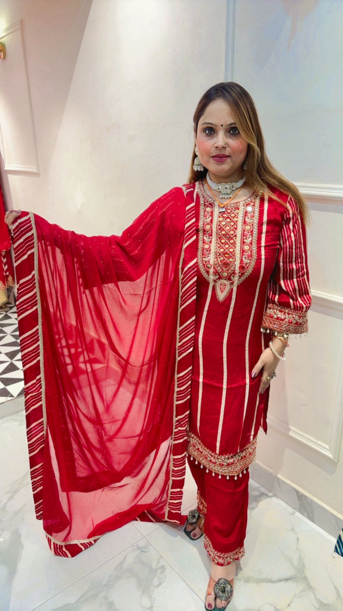 Pure Crepe Pants Suit with Digital Print & Dupatta