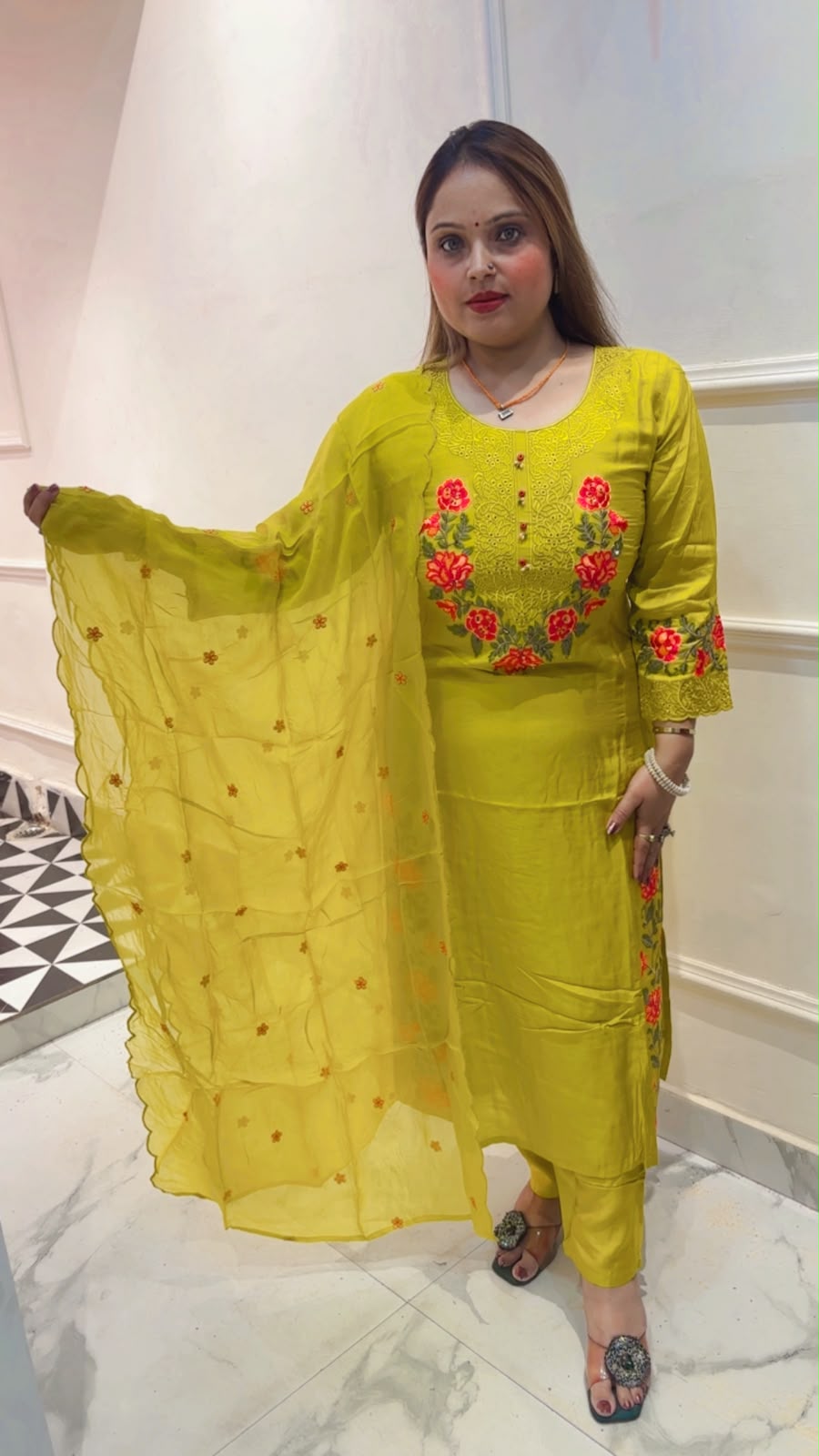 Pure Cotton Straight Pants Suit Set with Dupatta - Image 2