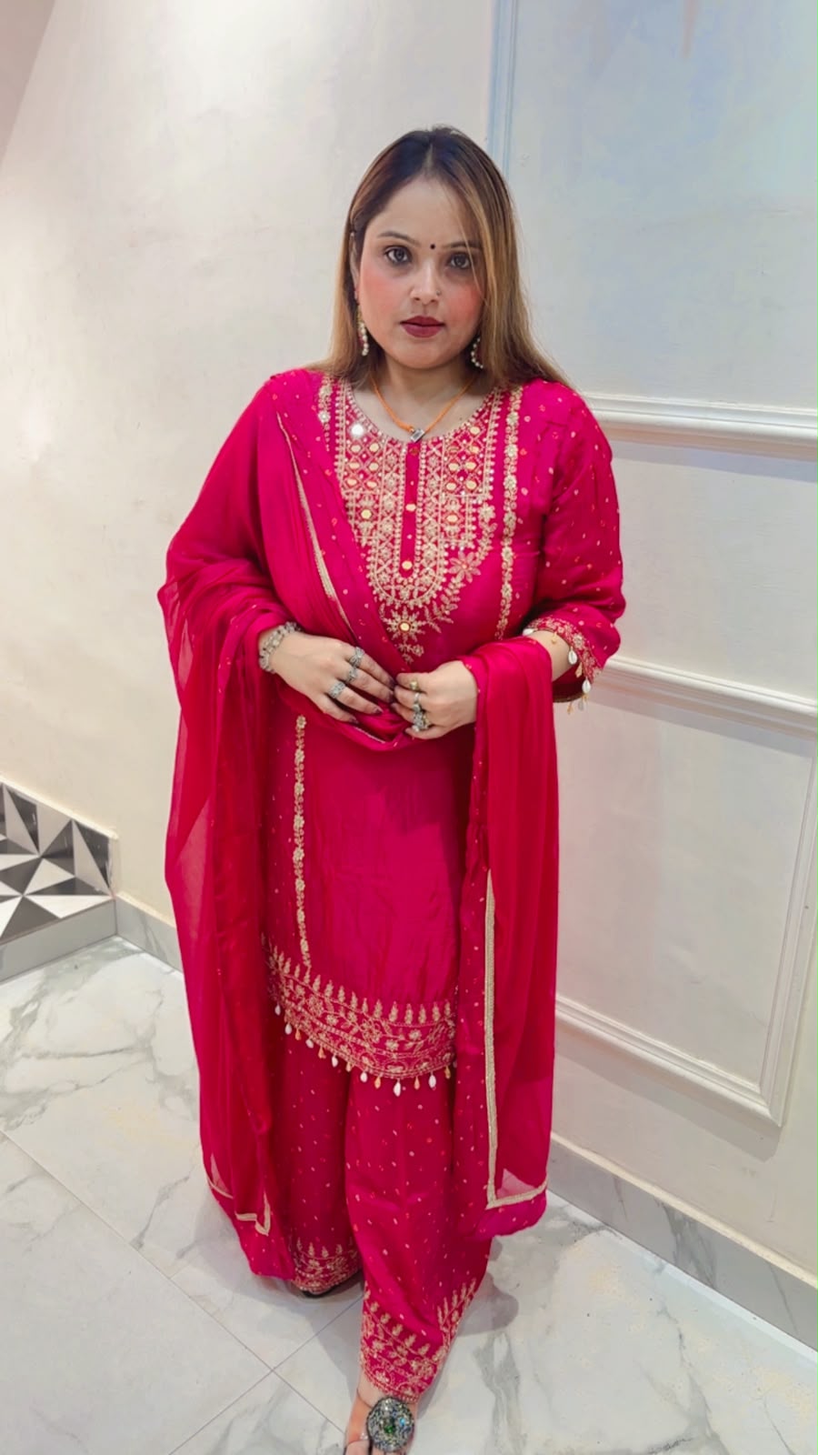 Pure Chinnon Sharara Suit Set with Dupatta