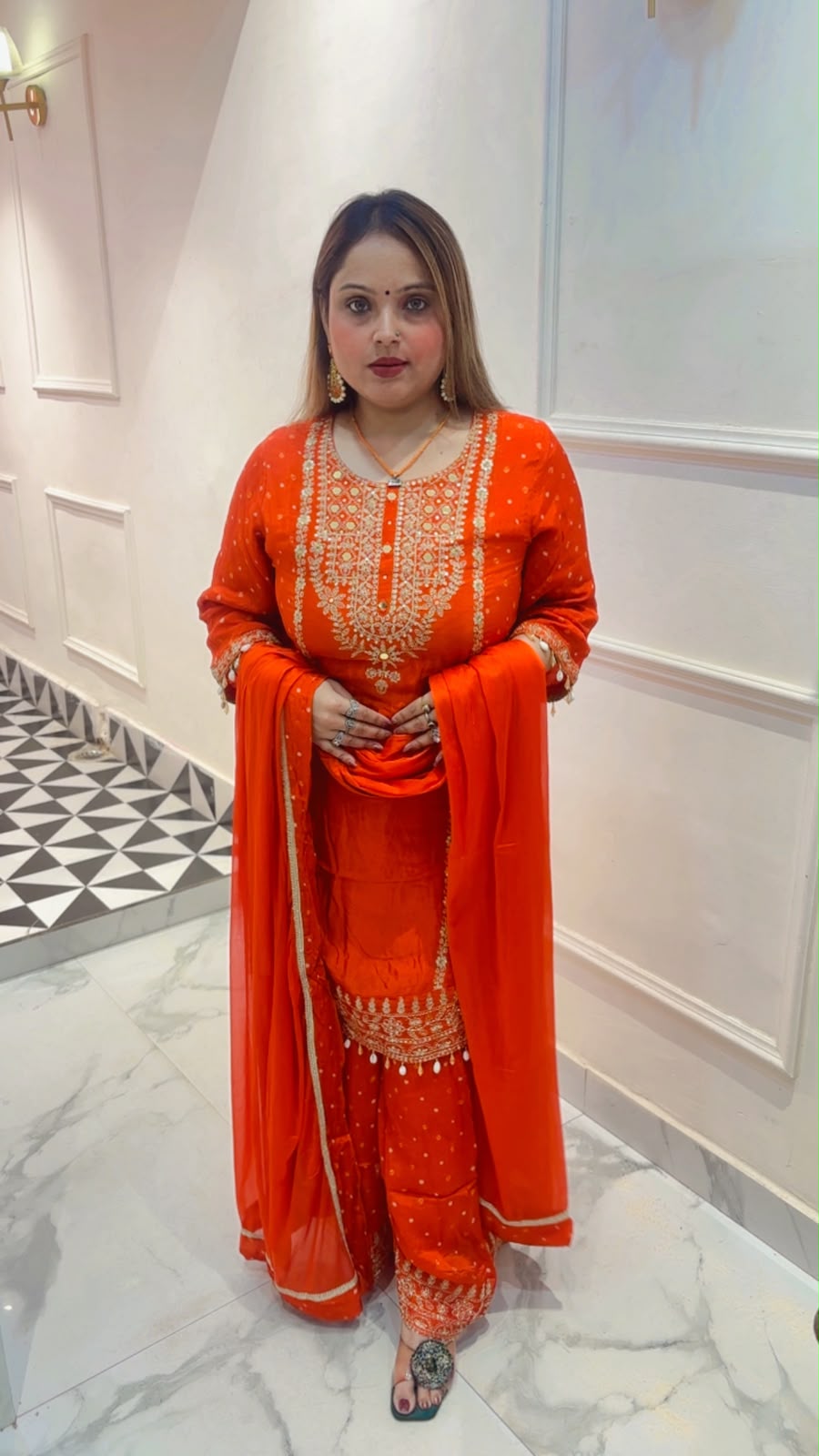 Pure Chinnon Sharara Suit Set with Dupatta - Image 2